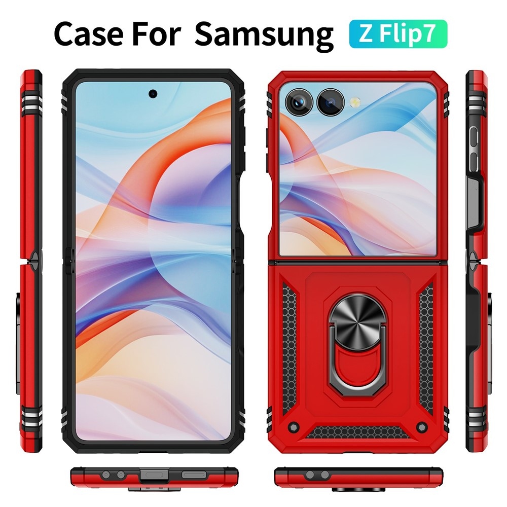 Ring odolný kryt na Samsung Galaxy Z Flip7 5G - červený