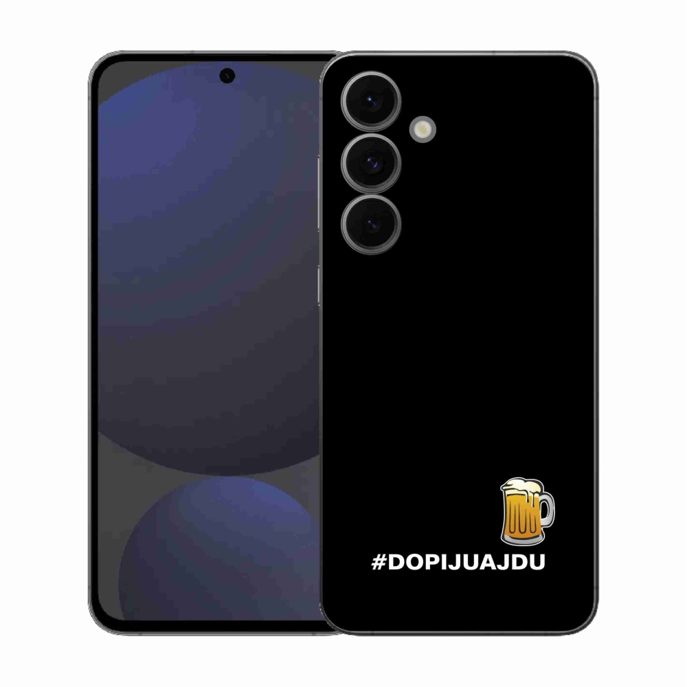 Gélový kryt mmCase na Samsung Galaxy S25 FE - pivný motív 1 čierne pozadie