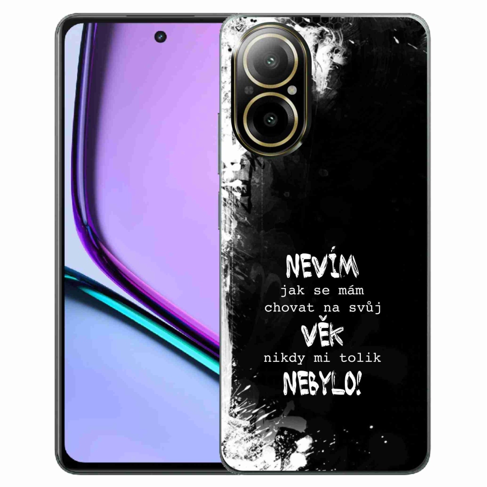 Gélový kryt mmCase na Realme C67 - vtipný text 14 čierne pozadie