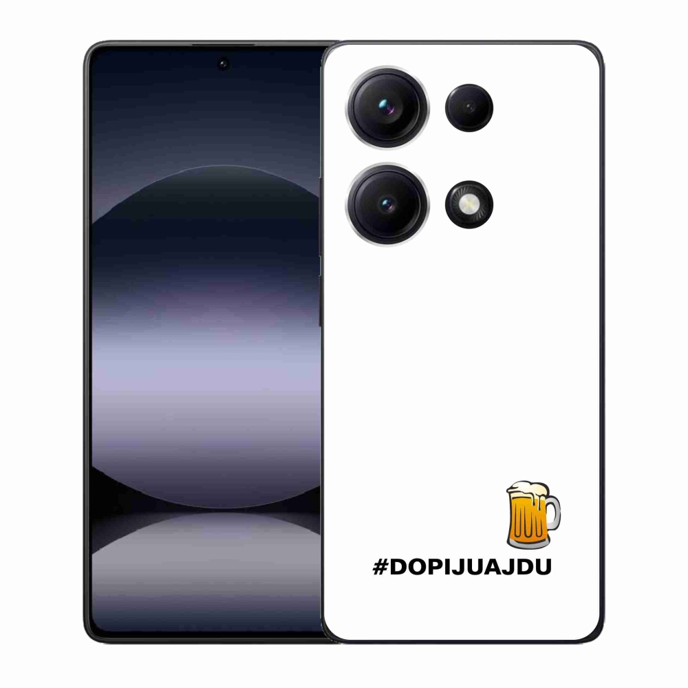 Gélový kryt mmCase na Xiaomi Redmi Note 14S - pivný motív 1 biele pozadie