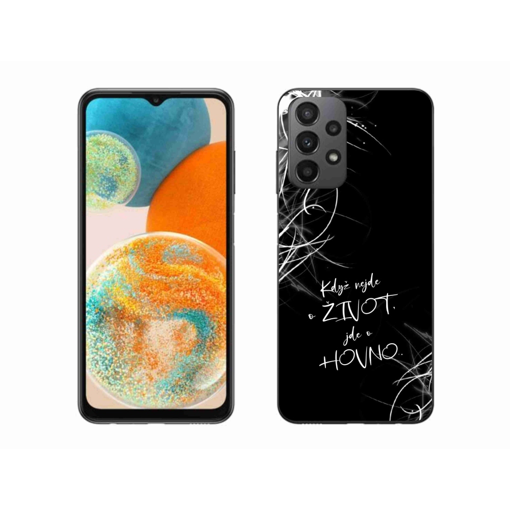 Gélový kryt mmCase na Samsung Galaxy A23 4G/5G - vtipný text 16 čierne pozadie