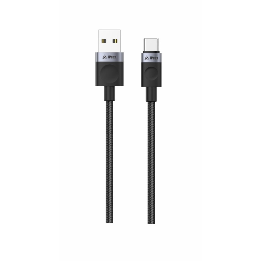 iPEAX Textilný kábel USB-A / USB-C 1,5 m, USB 2.0 - čierny