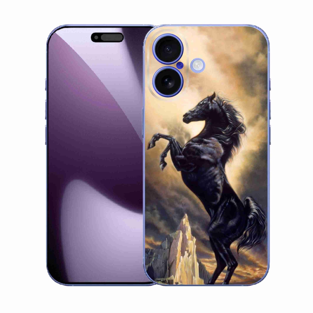 Gélový kryt mmCase na iPhone 17 - čierny kreslený kôň