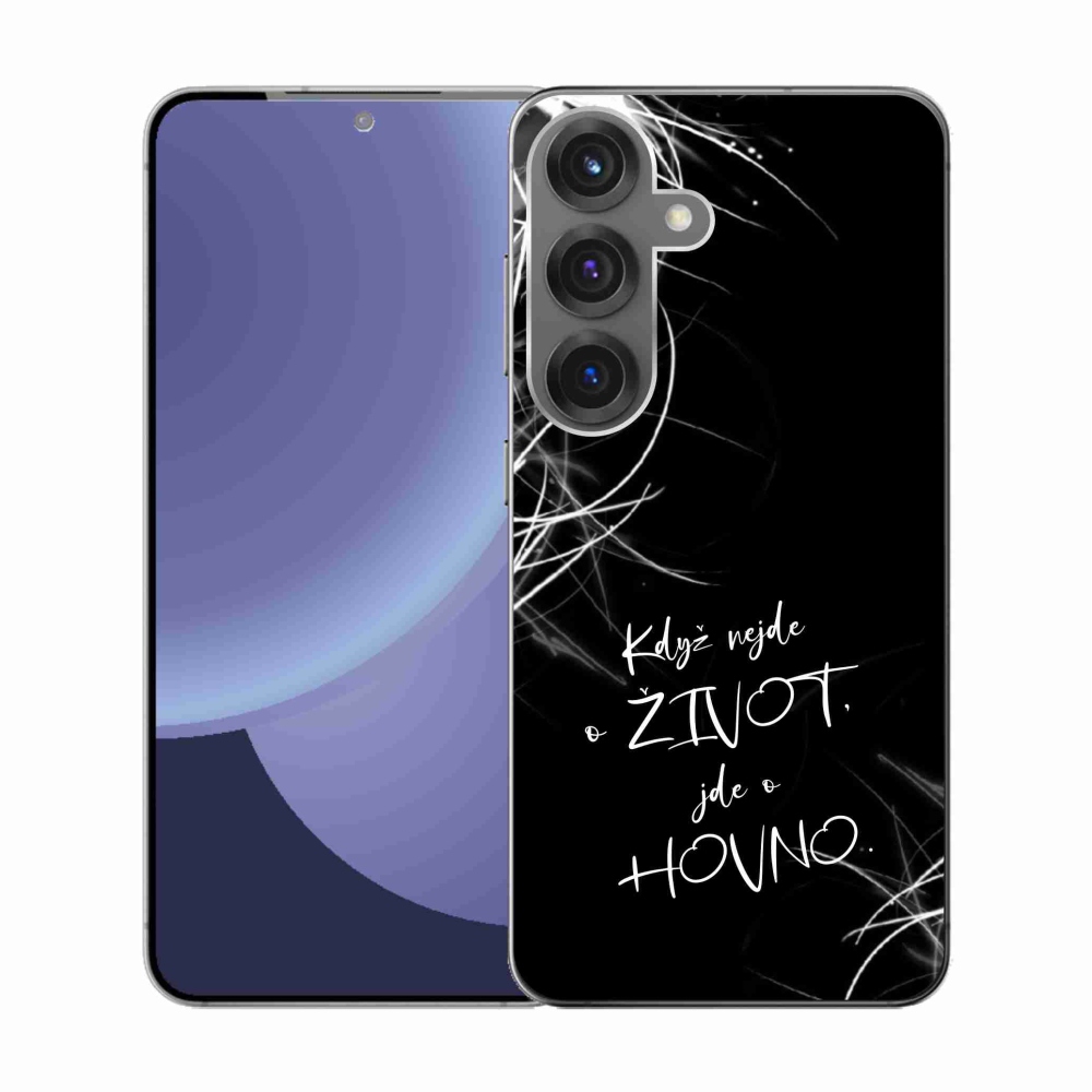 Gélový kryt mmCase na Samsung Galaxy S25 - vtipný text 16 čierne pozadie