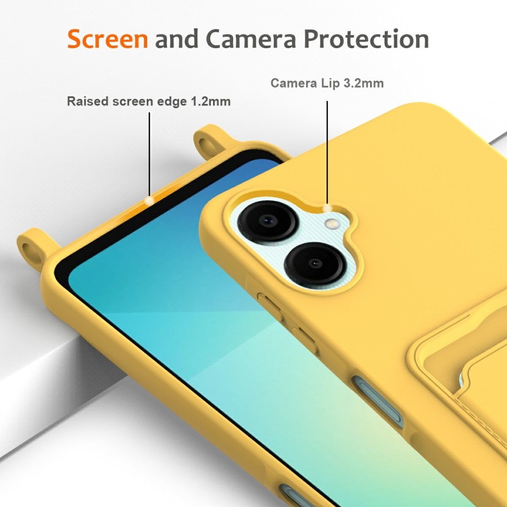 Card gélový obal so šnúrkou na Samsung Galaxy A06 4G - žltý