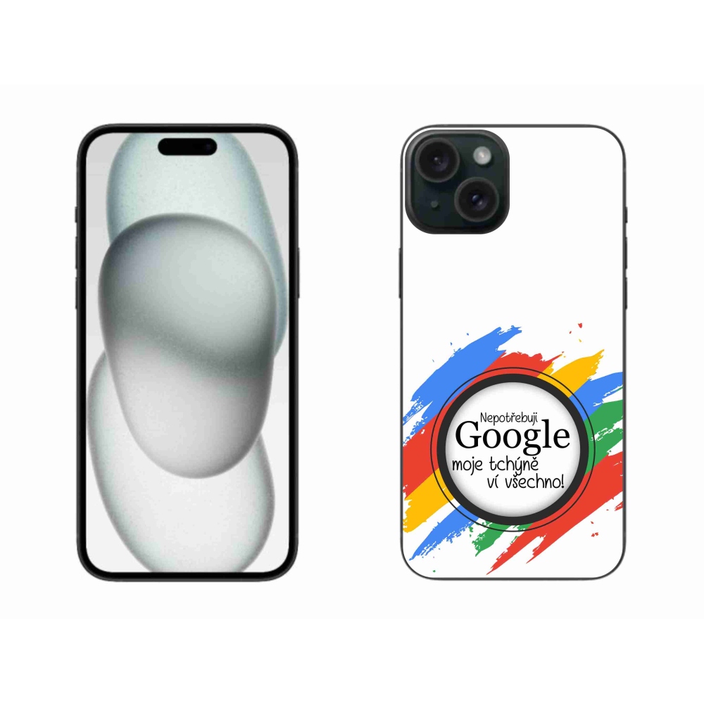Gélový kryt mmCase na iPhone 15 Plus - svokra vie všetko biele pozadie
