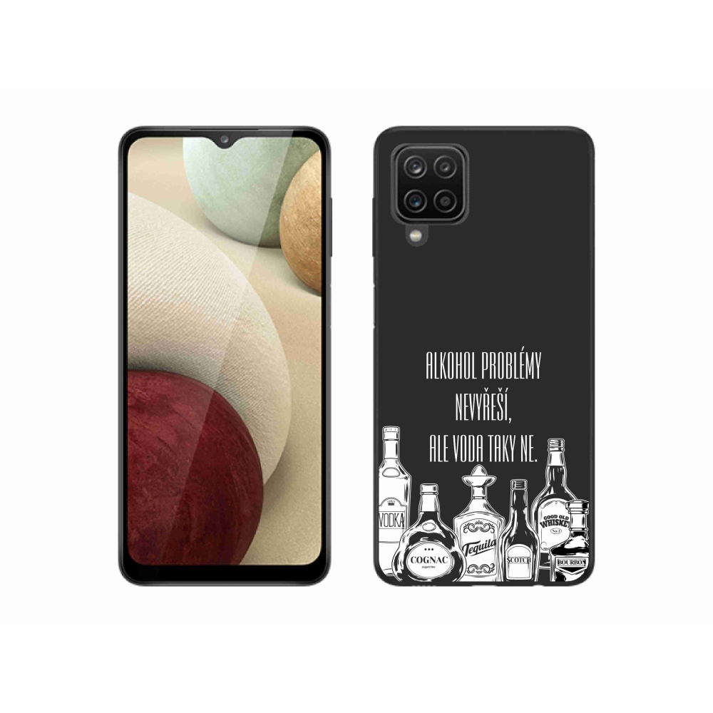 Gélový kryt mmCase na Samsung Galaxy A12 - vtipný text čierne pozadie