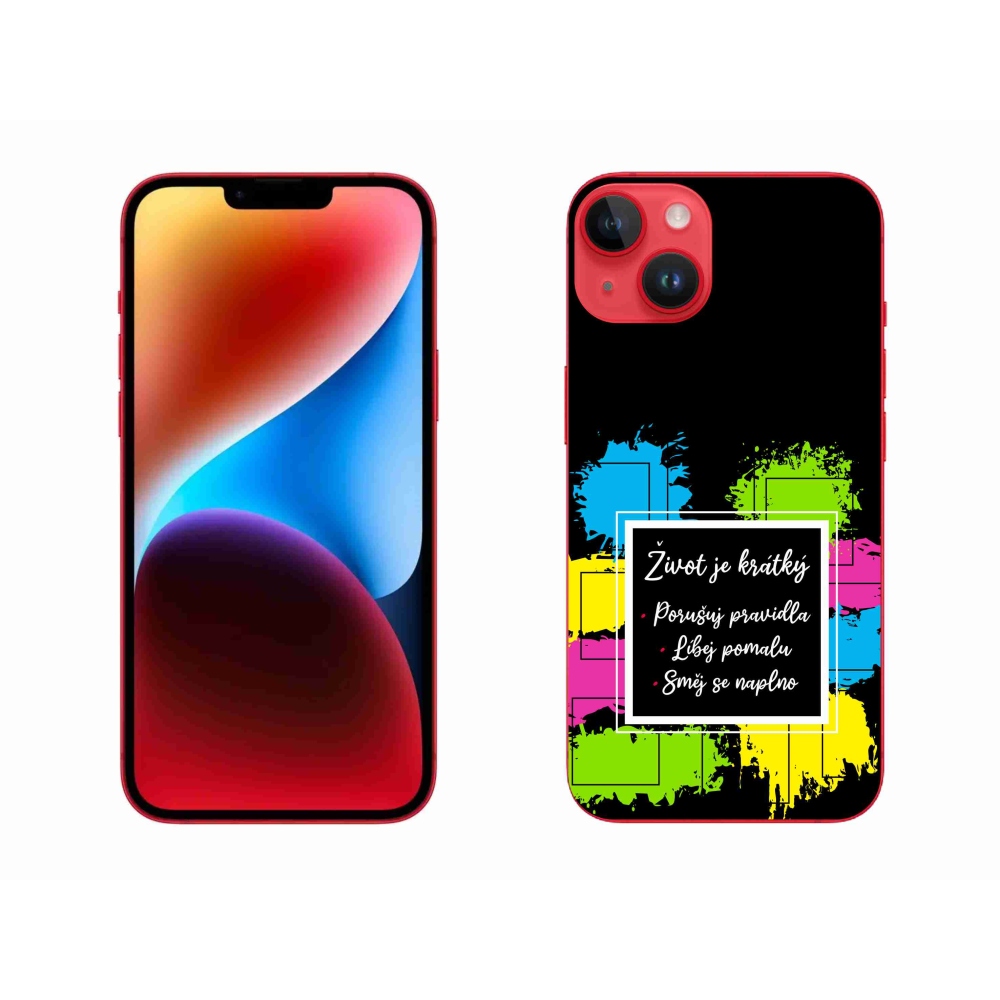 Gélový kryt mmCase na iPhone 14 Plus - citát 5 čierne pozadie