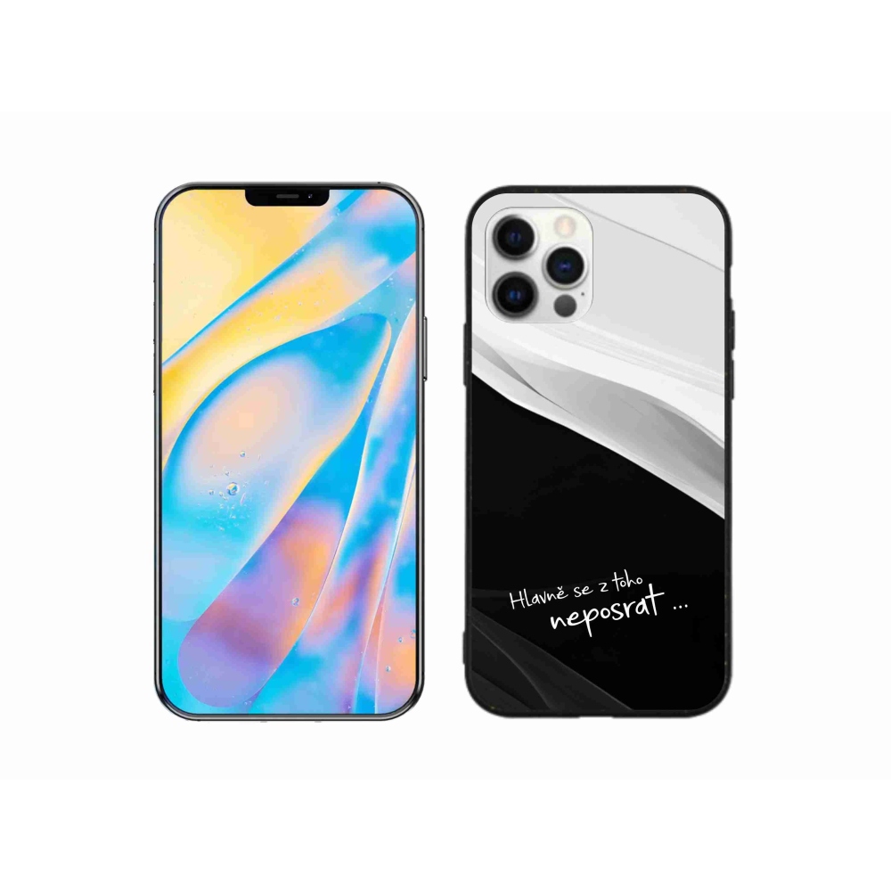 Gélový kryt mmCase na iPhone 12 Pro - vtipný text 13 čiernobiele pozadie