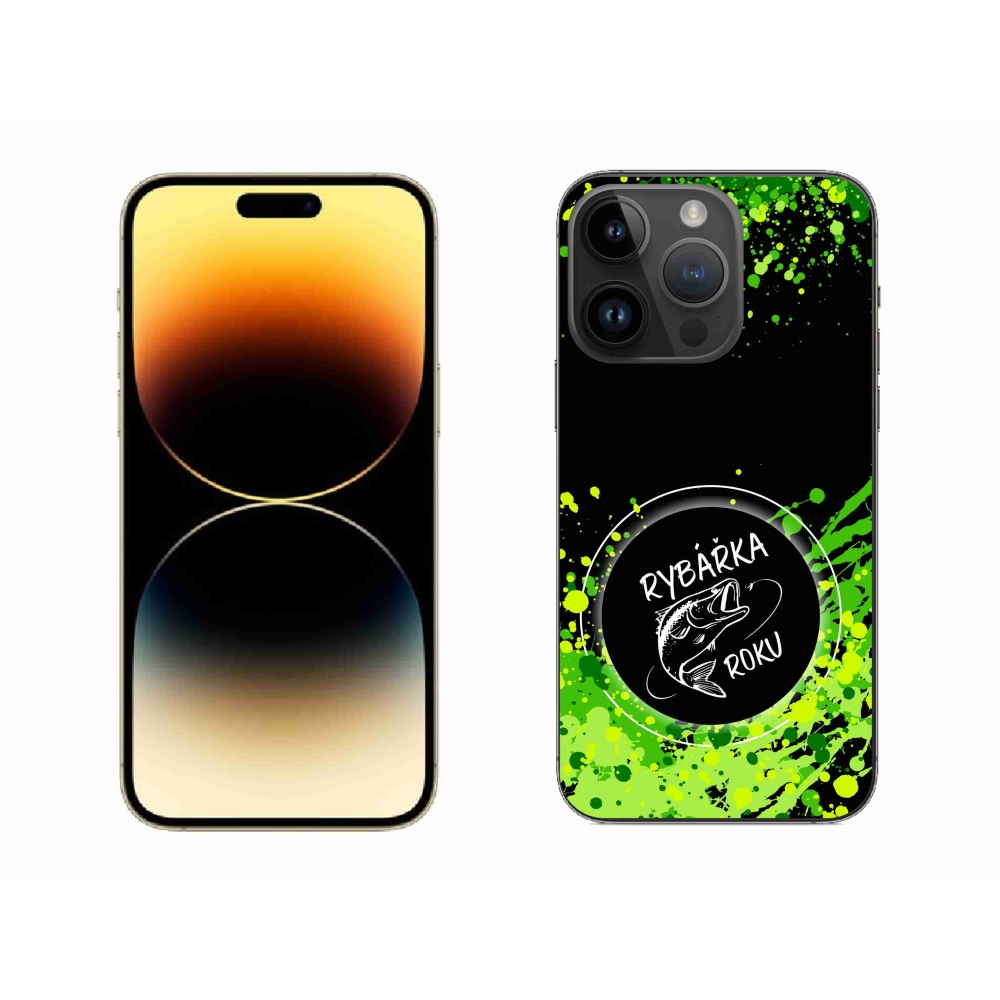 Gélový kryt mmCase na iPhone 14 Pro Max 6.7 - rybárka roku čierne pozadie