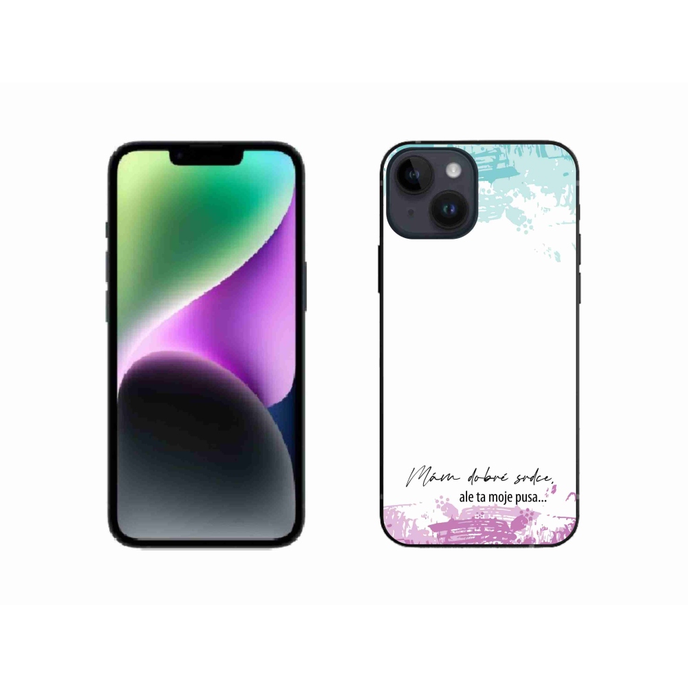 Gélový kryt mmCase na iPhone 14 - vtipný text 3 biele pozadie