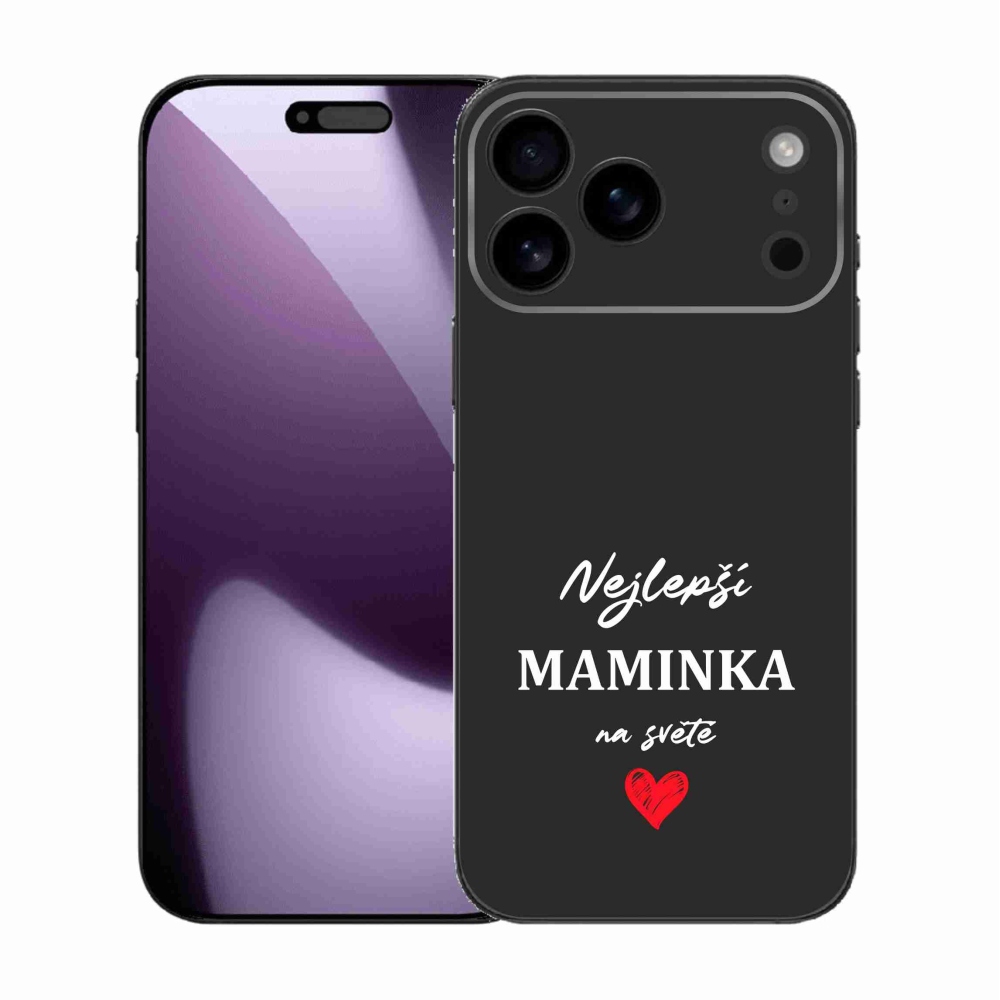 Gélový kryt mmCase na iPhone 17 Pro Max - najlepšia mamička 1 čierne pozadie