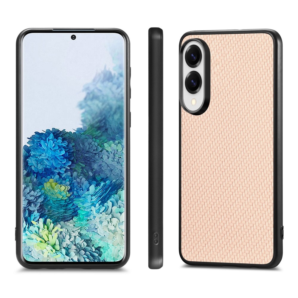 Coat gélový obal s umelou kožou a pevným chrbtom na Samsung Galaxy S25 Edge - béžový