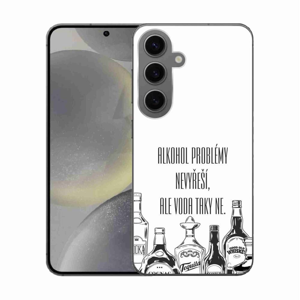 Gélový kryt mmCase na Samsung Galaxy S24 - vtipný text biele pozadie