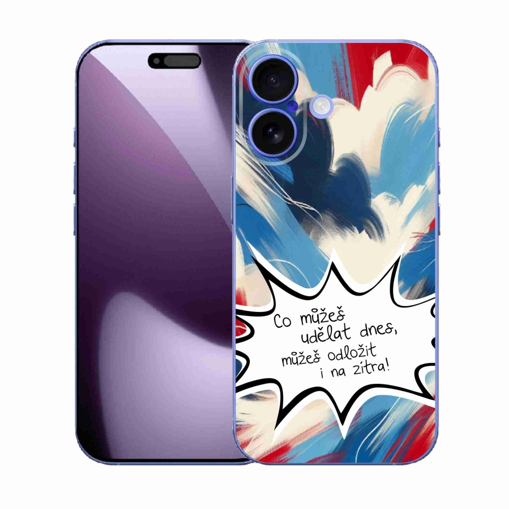 Gélový kryt mmCase na iPhone 17 - vtipný text 9 biele pozadie