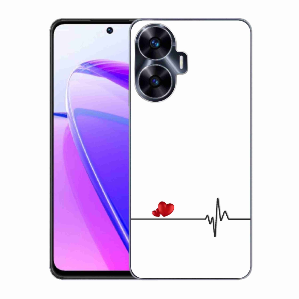 Gélový kryt mmCase na Realme C55 - srdce a tep biele pozadie