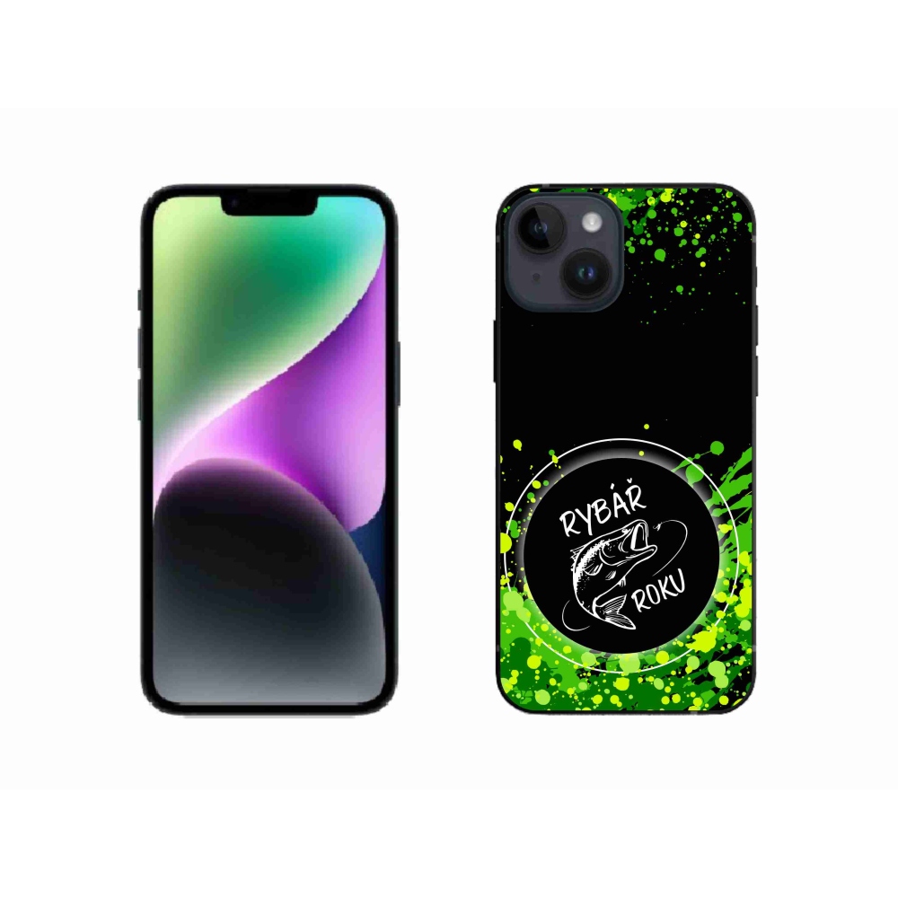 Gélový kryt mmCase na iPhone 14 - rybár roku čierne pozadie