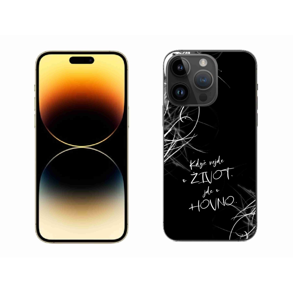 Gélový kryt mmCase na iPhone 14 Pro Max 6.7 - vtipný text 16 čierne pozadie