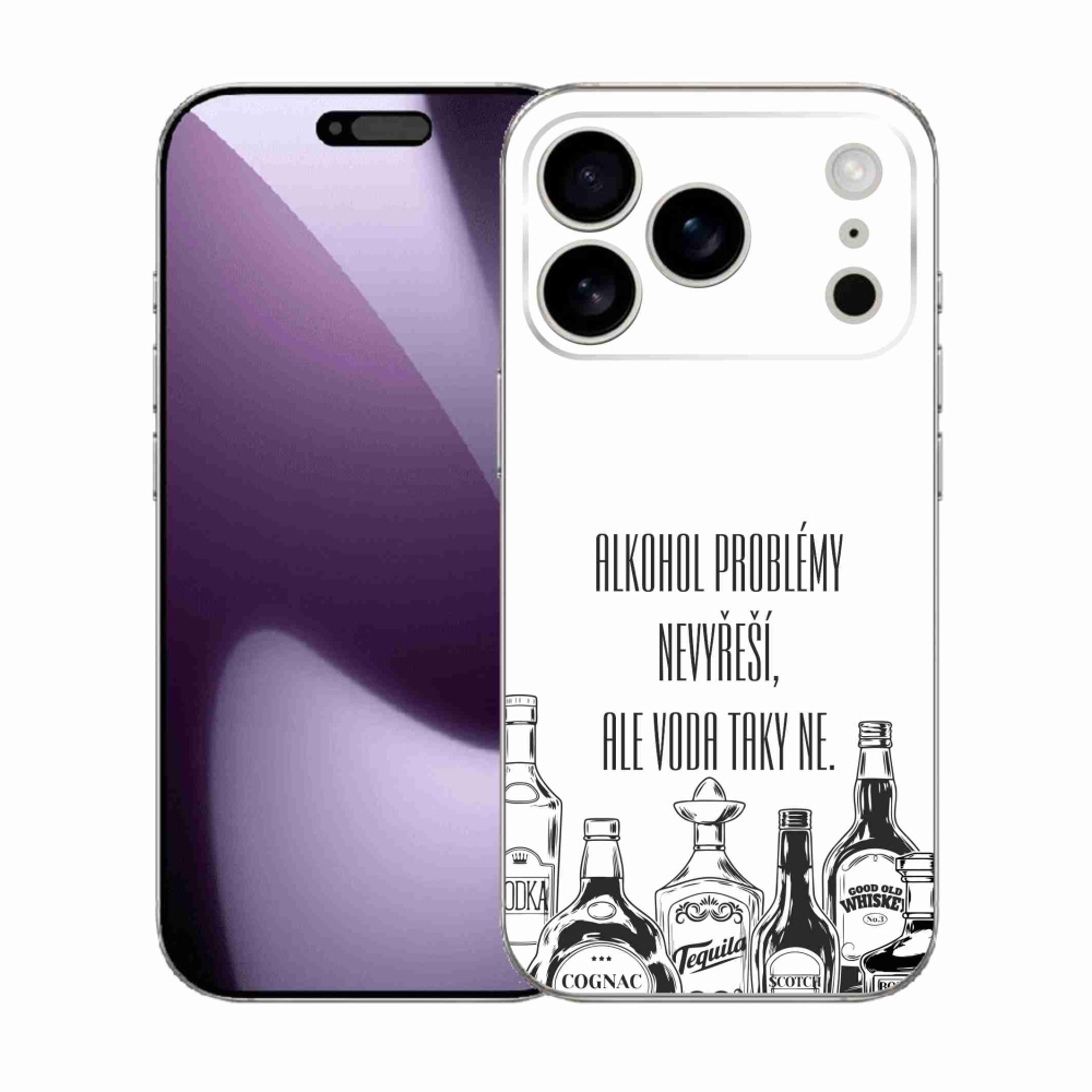 Gélový kryt mmCase na iPhone 17 Pro - vtipný text biele pozadie