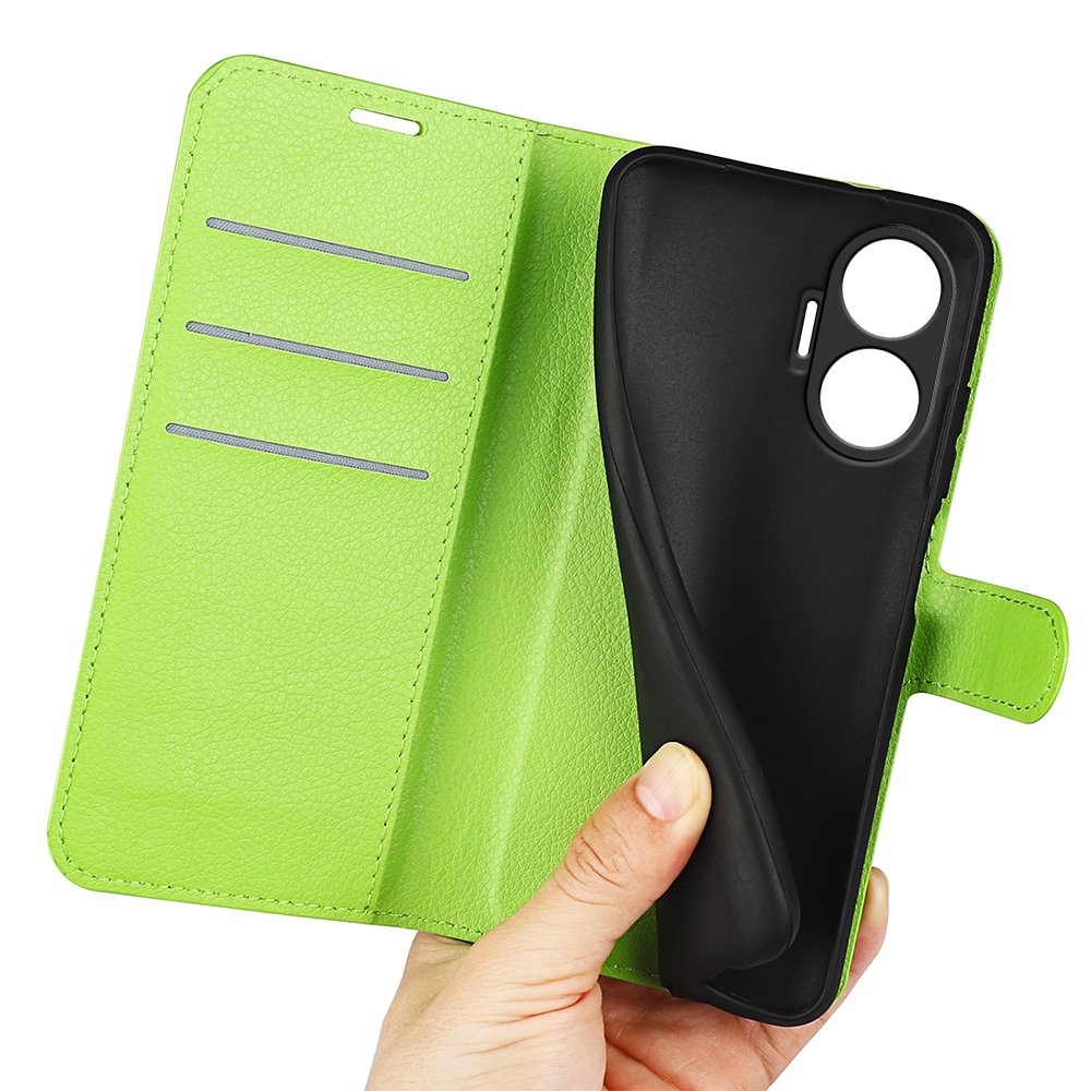 Litchi knižkové púzdro na Xiaomi Poco F7 5G - zelené