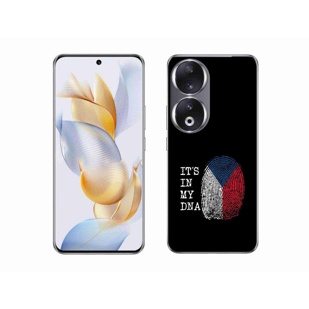 Gélový kryt mmCase na Honor 90 - vlajka odtlačok prsta čierne pozadie