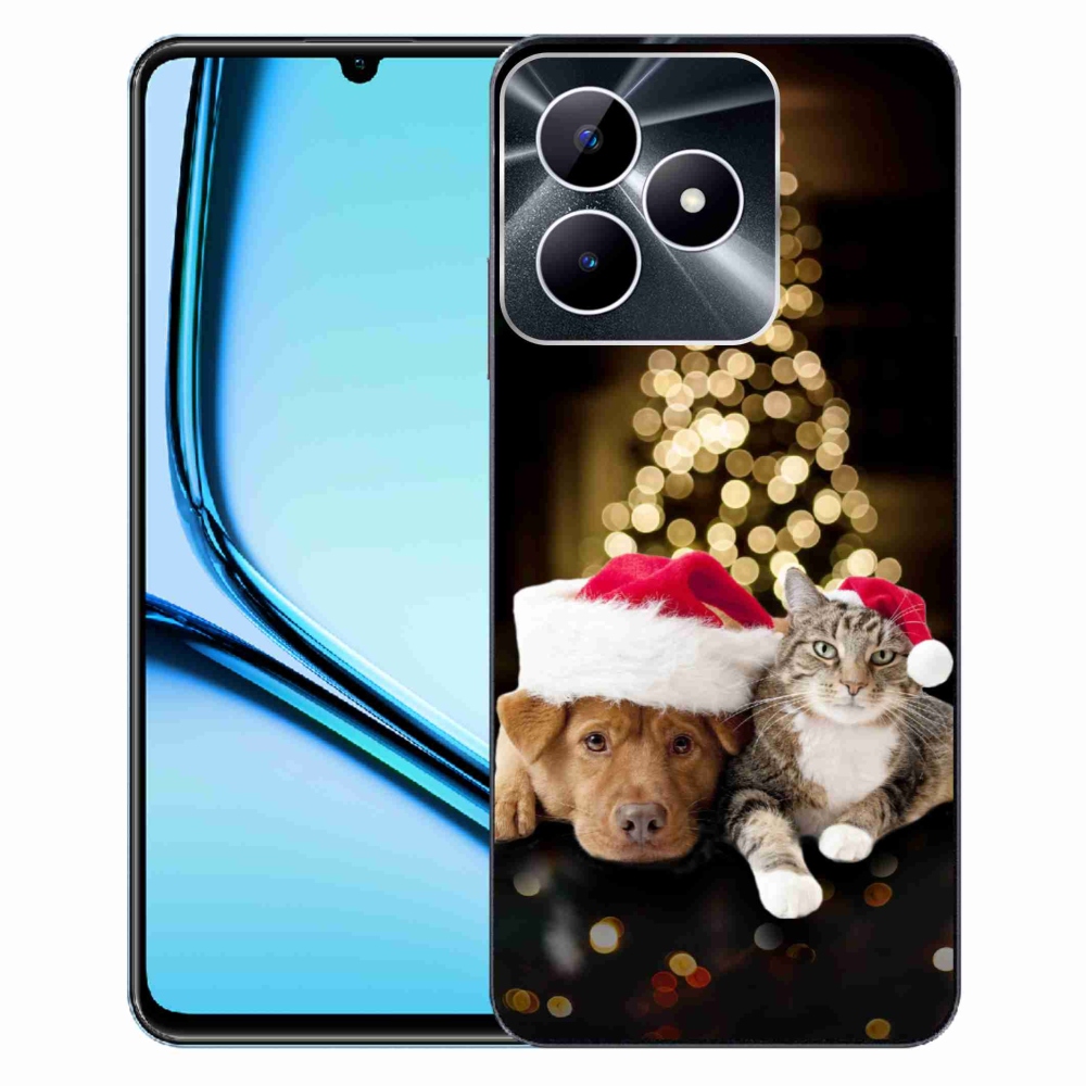 Gélový kryt mmCase na Realme Note 50 - vianočný pes a mačka