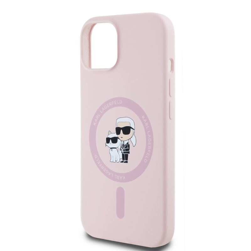 Karl Lagerfeld Liquid Silicone Karl and Choupette Magsafe Zadný Kryt pre iPhone 14 Pink