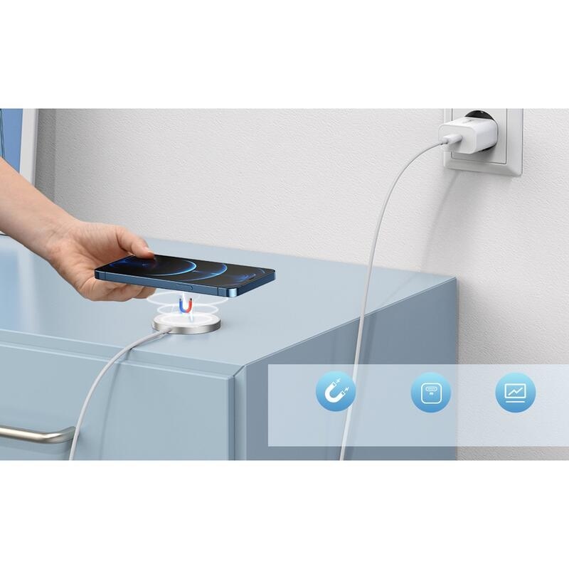 Nabíjačka Choetech (T517-F) s MagSafe + sieťový adaptér - biela