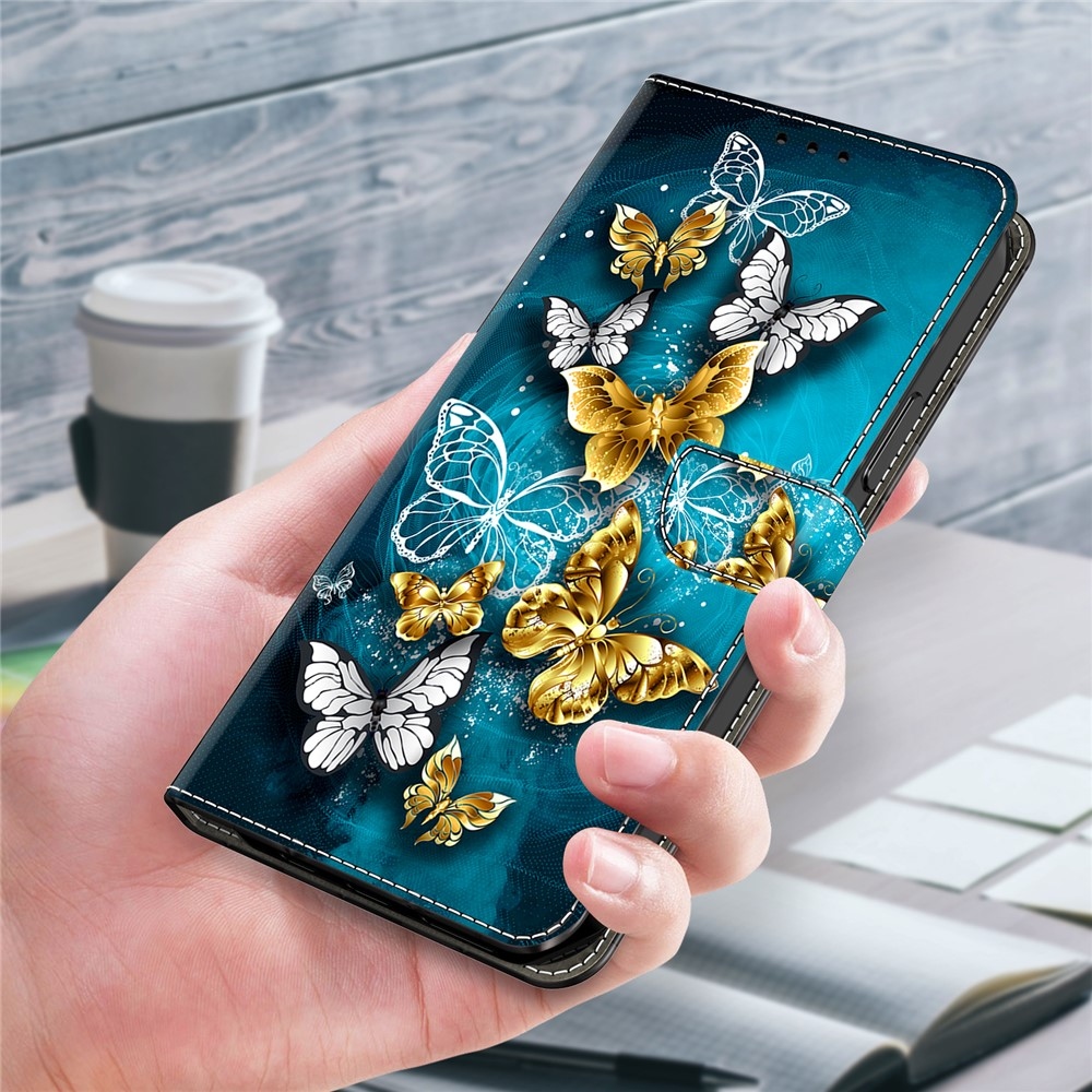 Firmly knižkové púzdro na Samsung Galaxy A17 5G/A26 5G - zlatí a bieli motýle