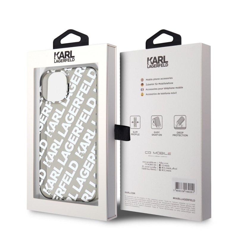 Karl Lagerfeld IML Electroplated Repeated Logo Zadný Kryt pre iPhone 15 Silver