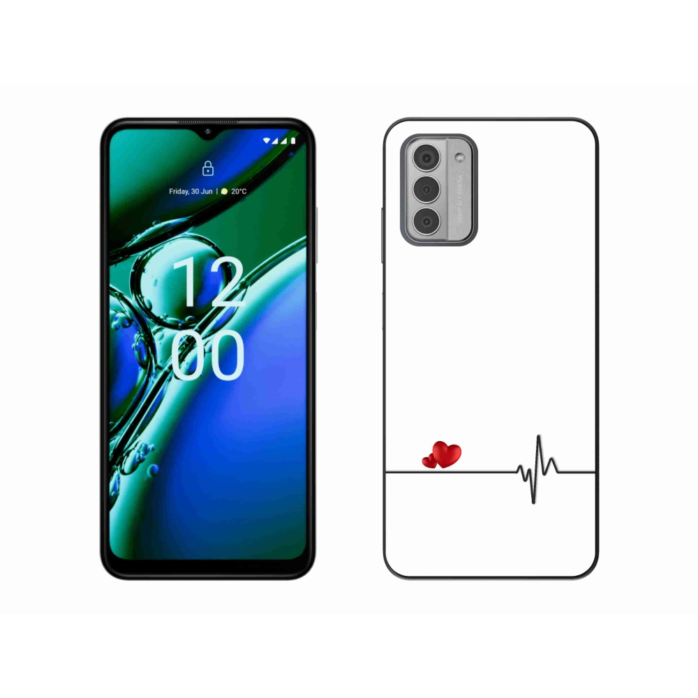 Gélový kryt mmCase na Nokia G42 - srdce a tep biele pozadie