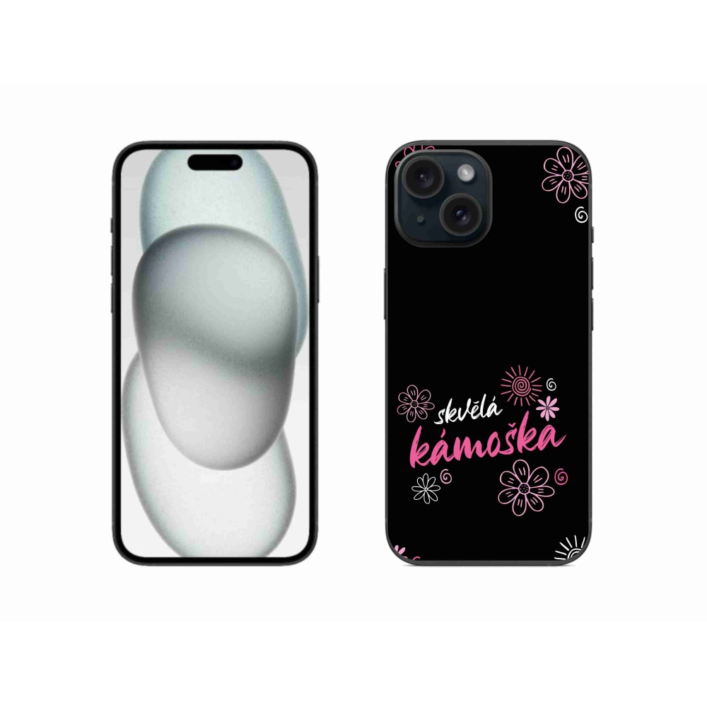 Gélový kryt mmCase na iPhone 15 - skvelá kamoška čierne pozadie