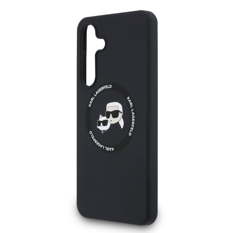 Karl Lagerfeld Liquid Silicone K&CH Heads MagSafe Zadný Kryt pre Samsung Galaxy S25 FE Black
