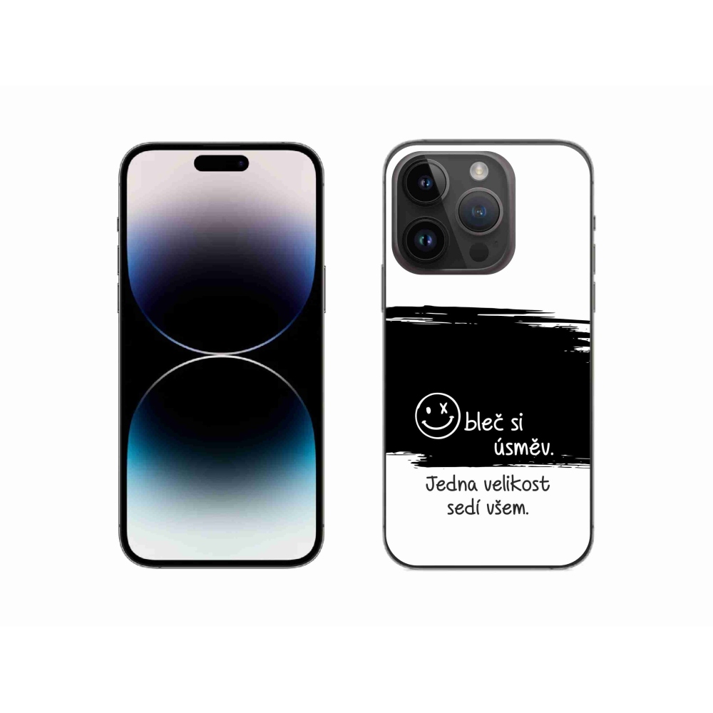Gélový kryt mmCase na iPhone 14 Pro 6.1 - vtipný text 8 čiernobiele pozadie