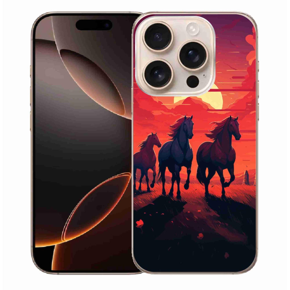 Gélový kryt mmCase na iPhone 16 Pro Max - kone a západ slnka