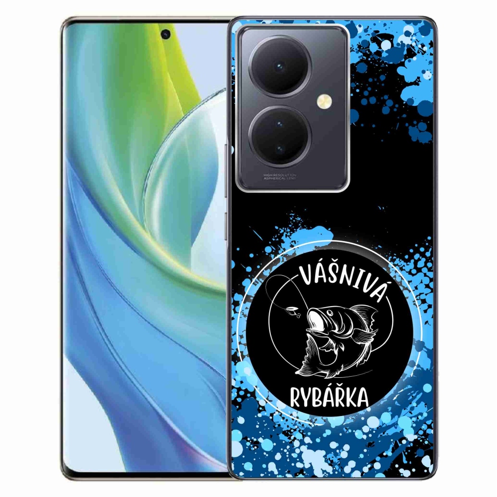 Gélový kryt mmCase na Vivo V29 Lite 5G - vášnivá rybárka čierne pozadie
