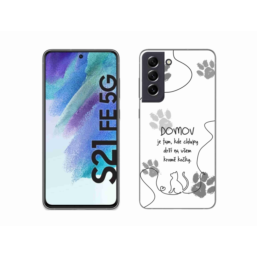 Gélový kryt mmCase na Samsung Galaxy S21 FE 5G - mačacie motív biele pozadie