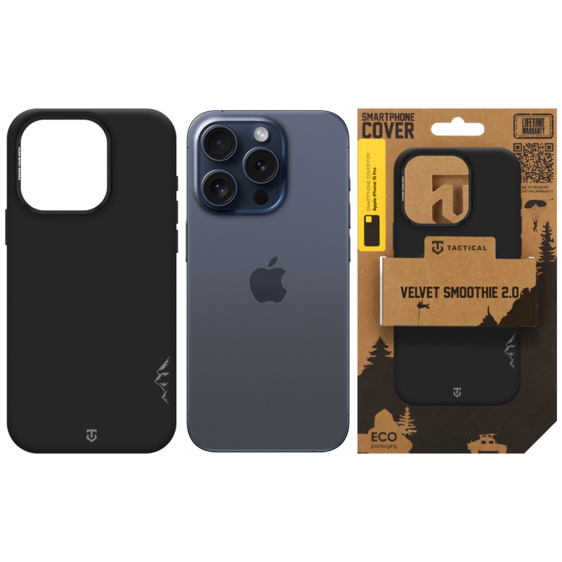 Tactical MagForce Velvet Smoothie 2.0 – puzdro pre Apple iPhone 15 Pro v farbe Asphalt