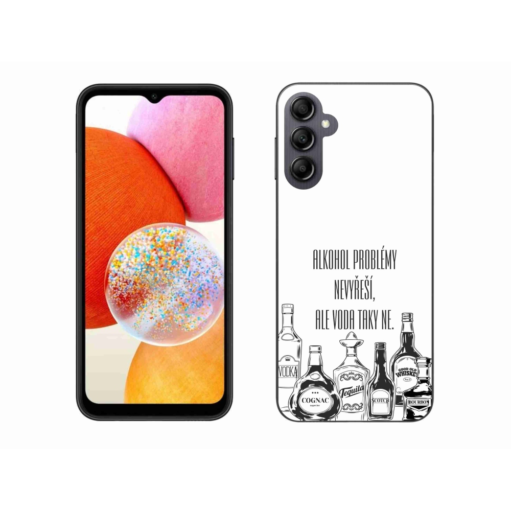 Gélový kryt mmCase na Samsung Galaxy A14 4G/5G - vtipný text biele pozadie