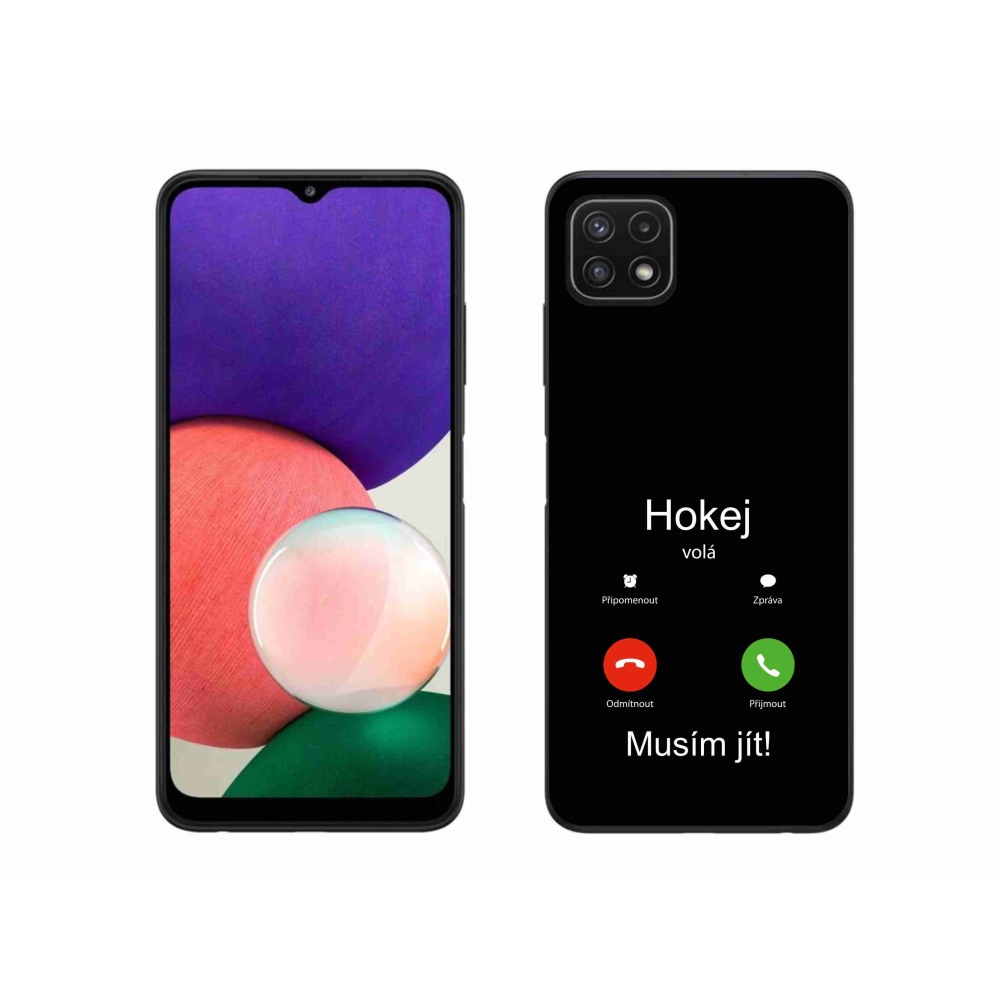 Gélový kryt mmCase na Samsung Galaxy A22 5G - hokej volá čierne pozadie