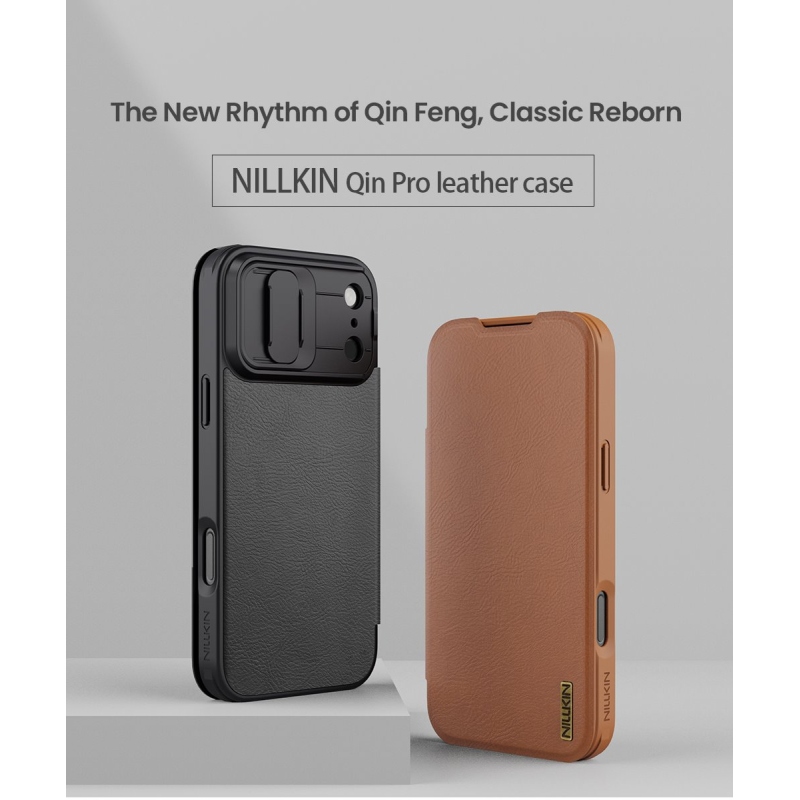 Nillkin Qin Book PRO puzdro pre Apple iPhone 17 Pro Max Brown