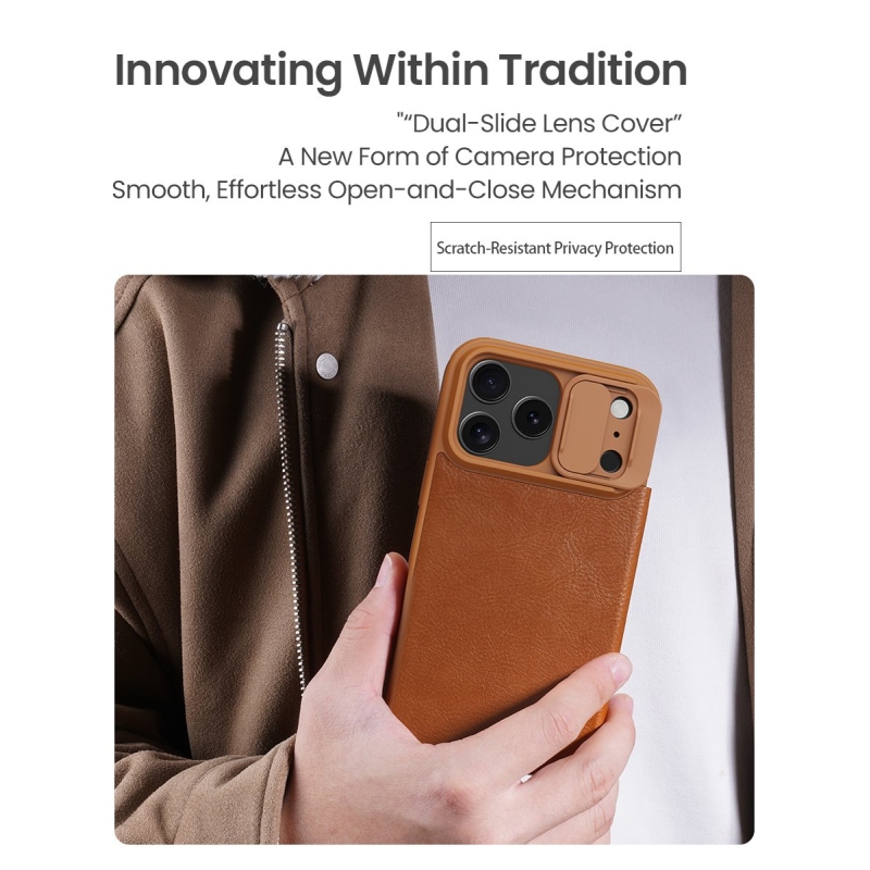 Nillkin Qin Book PRO puzdro pre Apple iPhone 17 Pro Max Brown