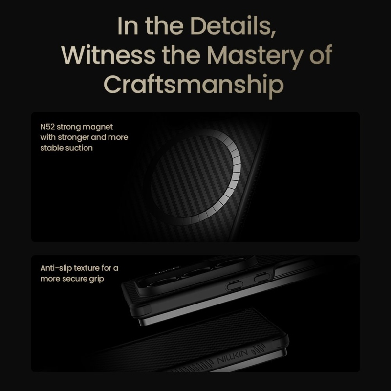 Nillkin Synthetic Fiber PRO Zadný kryt s magnetickým otvorom na pero pre Samsung Galaxy Z Fold 7 Golden