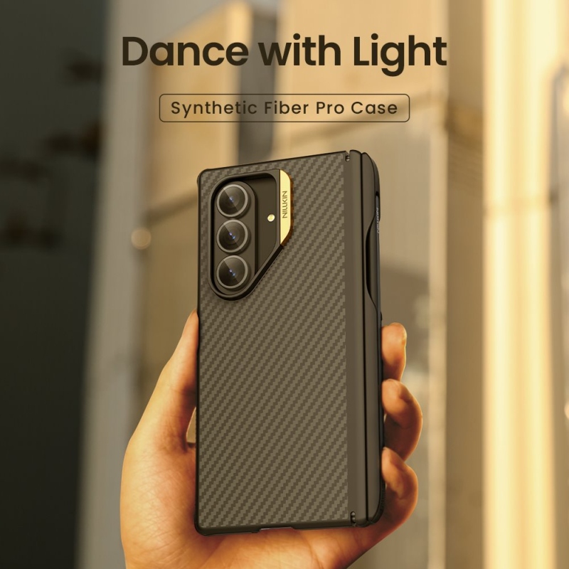 Nillkin Synthetic Fiber PRO Zadný kryt s magnetickým otvorom na pero pre Samsung Galaxy Z Fold 7 Golden