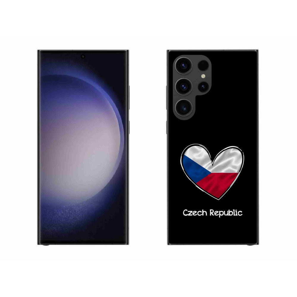 Gélový kryt mmCase na Samsung Galaxy S23 Ultra 5G - vlajka srdca čierne pozadie