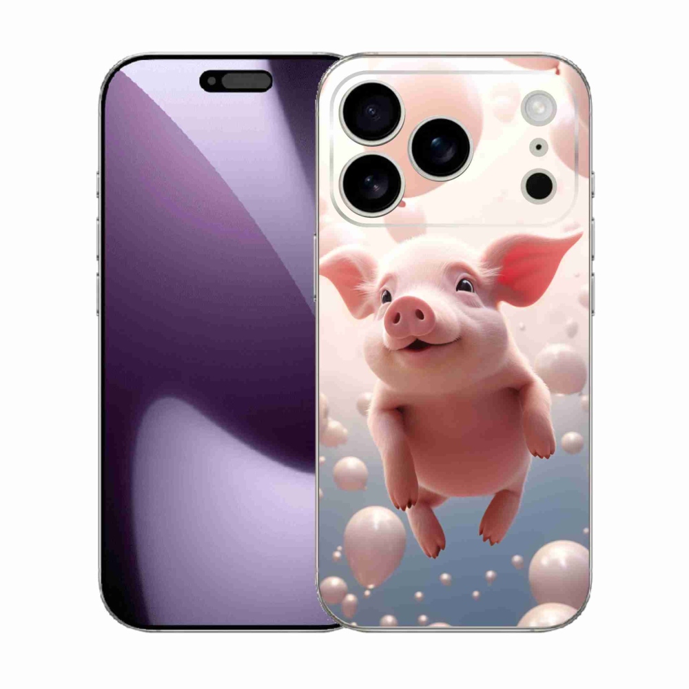 Gélový kryt mmCase na iPhone 17 Pro - prasiatko s balónikmi