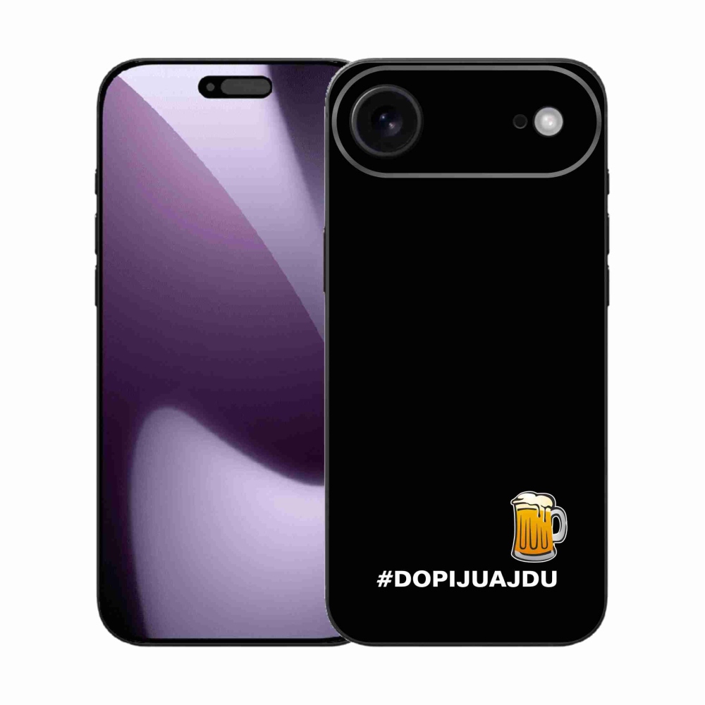Gélový kryt mmCase na iPhone 17 Air - pivný motív 1 čierne pozadie