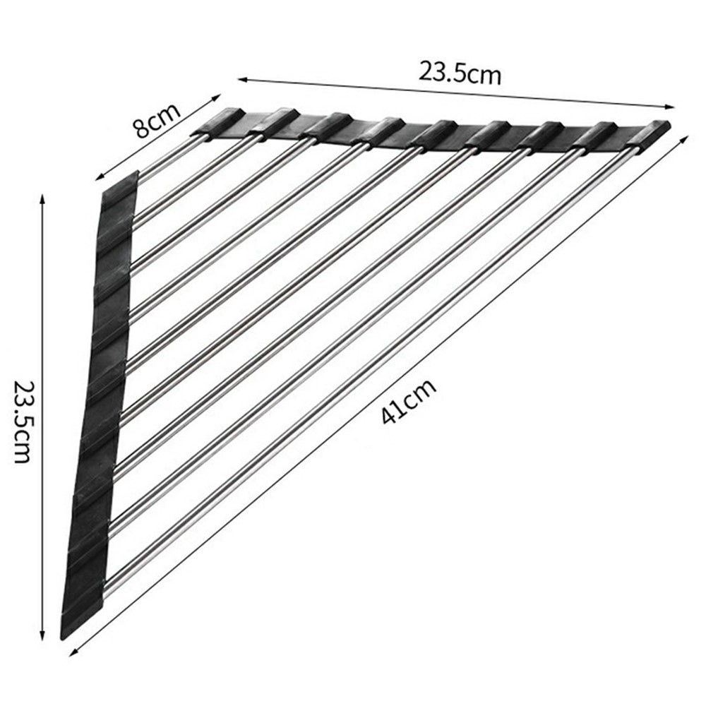 Rolovací nerezový odkvapkávač na riad nad drez v čiernom prevedení