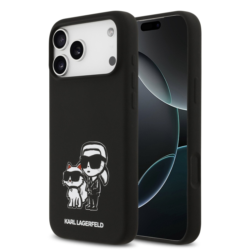 Karl Lagerfeld Liquid Silicone K&CH Sketch MagSafe Back Cover pre iPhone 17 Pro Max Black