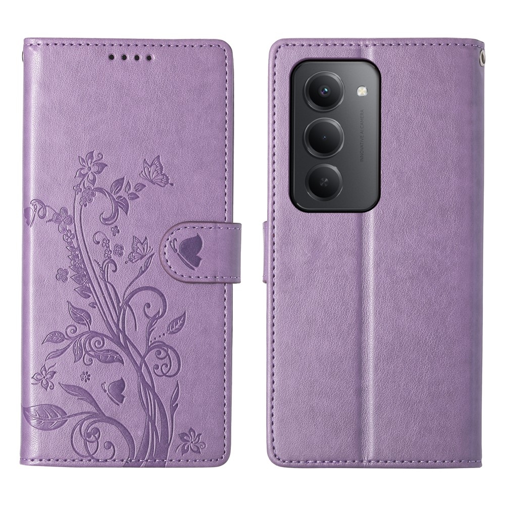 Flowery knižkové puzdro na Xiaomi Redmi 15 5G (169mm) - fialové
